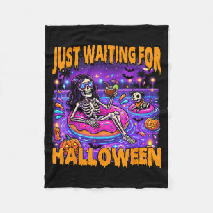 Grizzly Zomer Skelet Grappig Wachtend op Halloween Fleece Deken