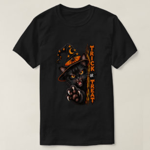 Grizzly Zwarte Kat Heks Trick or Treat Halloween T-shirt