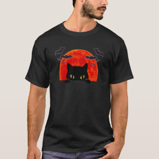 Grizzly Zwarte Vleermuis Kat Volle Maan Nacht Mann T-shirt