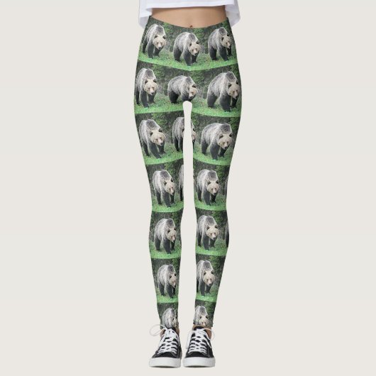 Grizzlybeer Bos Tegelontwerp Leggings (Voorkant)