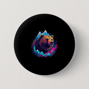 Grizzlybeer buiten natuur alaska jagen wandelen ronde button 5,7 cm