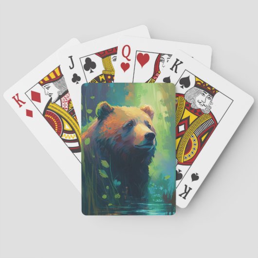 Grizzlybeer Dierportret Schilderij Wilde Dieren Ku Pokerkaarten (Achterkant)