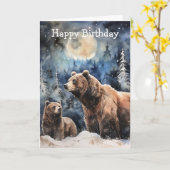 Grizzlybeer en baby kaart (Gele Bloem)