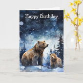 Grizzlybeer en Baby Kaart (Gele Bloem)