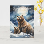 Grizzlybeer en baby kaart (Gele Bloem)