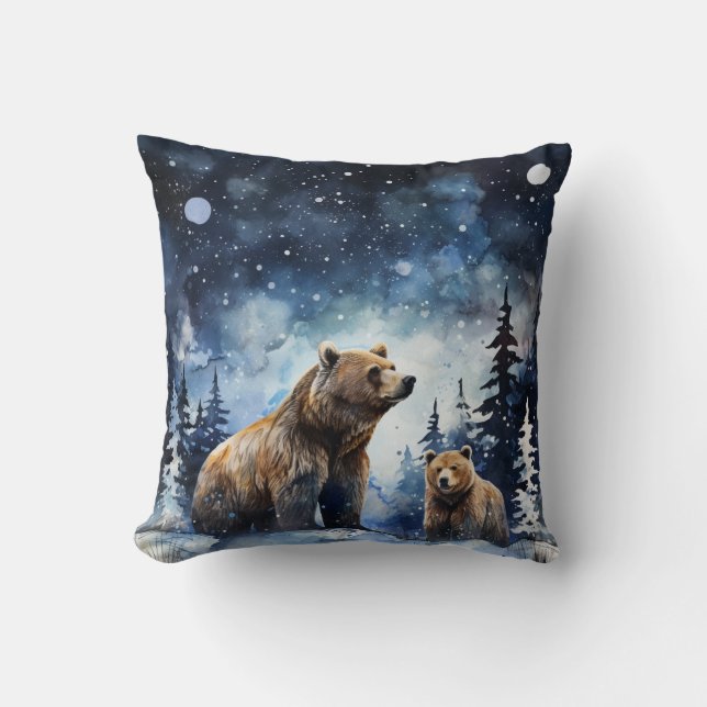 Grizzlybeer en baby kussen (Voorkant)