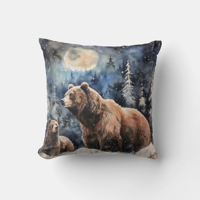Grizzlybeer en baby kussen (Voorkant)