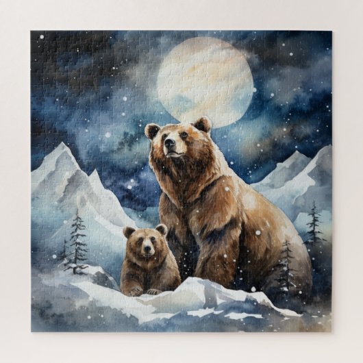 Grizzlybeer en Baby Legpuzzel (Verticaal)