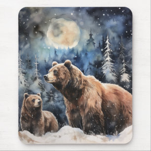 Grizzlybeer en baby muismat