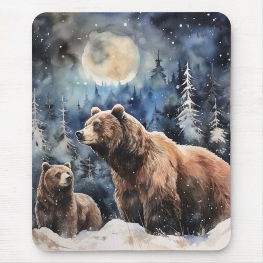 Grizzlybeer en baby muismat (Voorkant)