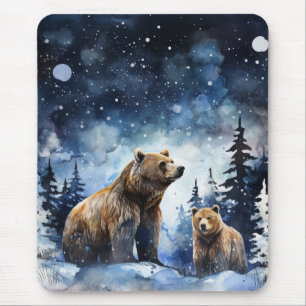 Grizzlybeer en baby muismat