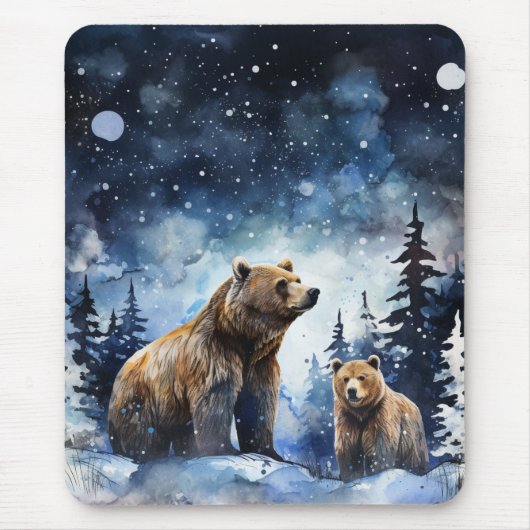 Grizzlybeer en baby muismat (Voorkant)