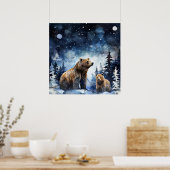 Grizzlybeer en Baby Poster (Keuken)