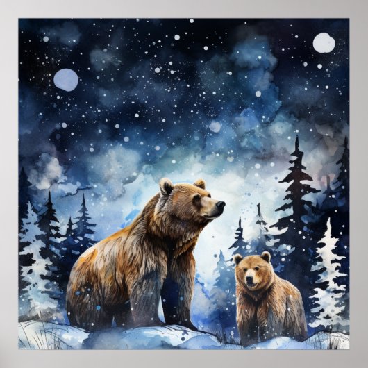 Grizzlybeer en Baby Poster (Voorkant)
