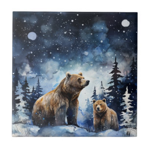 Grizzlybeer en baby tegeltje