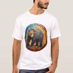 Grizzlybeer in artistiek ontwerp t-shirt