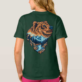 Grizzlybeer Kop Silhouet Berg Bos Rivier T-shirt