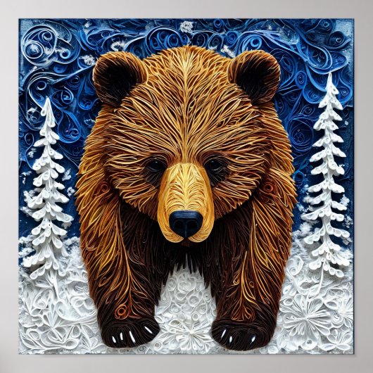 Grizzlybeer kunst poster (Voorkant)