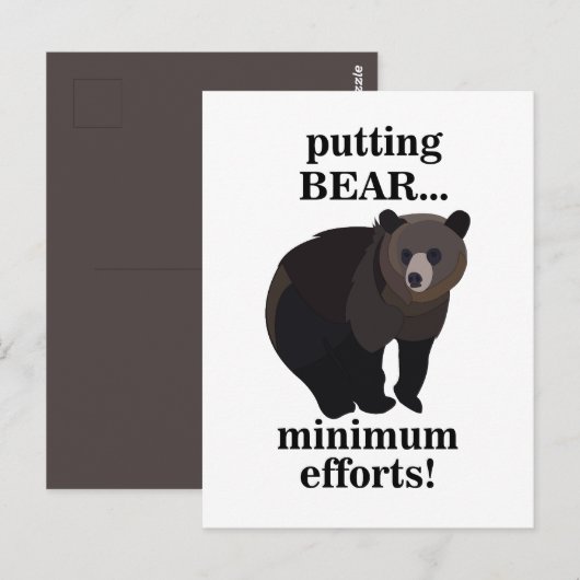 Grizzlybeer met minimale inspanning Grappig Briefkaart (Voorkant / Achterkant)