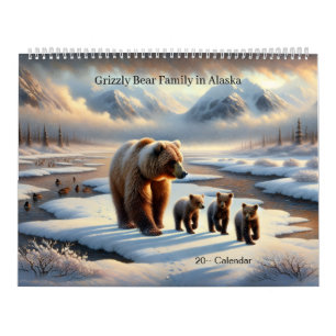 Grizzlybeer Moeder Welpen Alaska Wilde Dieren Kale Kalender