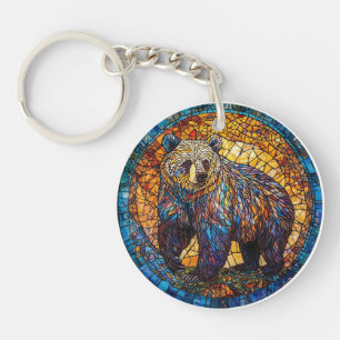 🐻 Grizzlybeer Mozaïek Natuur Cadeau Sleutelhanger