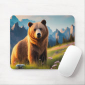 Grizzlybeer op berghelling muismat (Met muis)