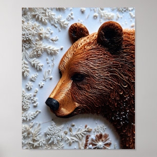 🐻 Grizzlybeer Quilling Papier Kunst Natuur Wilde  Poster