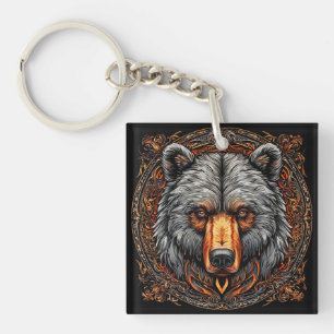 🐻✨ Grizzlybeer-wildlife-kunst 🌲🔑 Sleutelhanger