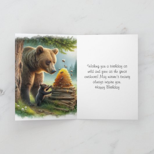 Grizzlybeer-wildlife-verjaardag op maat kaart (Binnen)