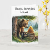 Grizzlybeer-wildlife-verjaardag op maat kaart (Gele Bloem)