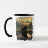 Grizzlybeer Zonsondergang Meer Reflectie Mok (Links)