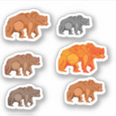 Grizzlyberen in verschillende tinten sticker (Voorkant)