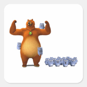 Grizzy en lemming vierkante sticker