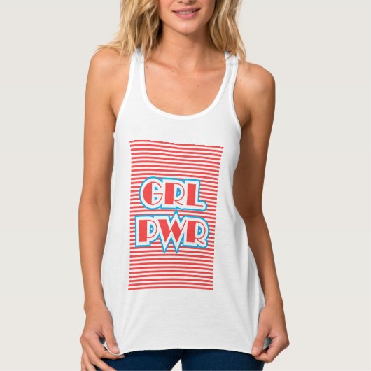 GRL PWR, Girl Power (rode versie), girale, grappig Tanktop (Voorkant)