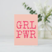 GRL PWR (girlpower) - Fun quote Briefkaart (Staand voorkant)
