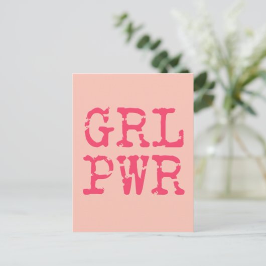 GRL PWR (girlpower) - Fun quote Briefkaart (Staand voorkant)