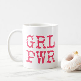 GRL PWR girlpower - Hot Pink Typewriter Typografie Koffiemok