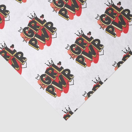 GRL PWR, kroon en hart Tissuepapier (Detail)