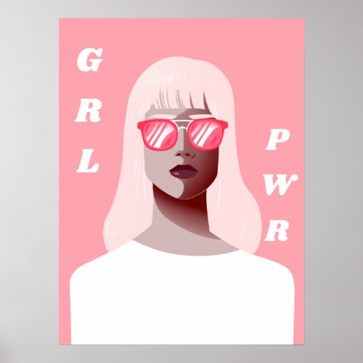 GRL PWR Modern Feminist Illustration Girl Power Poster (Voorkant)