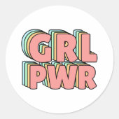 GRL PWR Pastel Ronde Sticker (Voorkant)