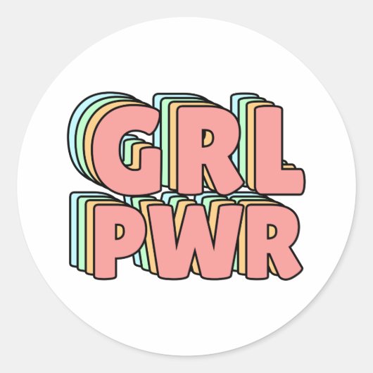 GRL PWR Pastel Ronde Sticker (Voorkant)