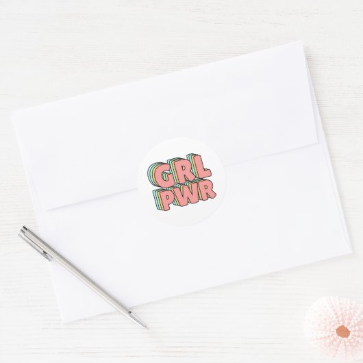 GRL PWR Pastel Ronde Sticker (Envelop)