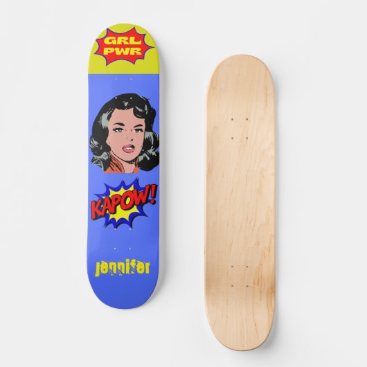 GRL PWR Pop Art — Kool retro Skateboard (Voorkant)