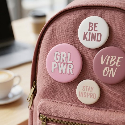 GRL PWR RONDE BUTTON 7,6 CM