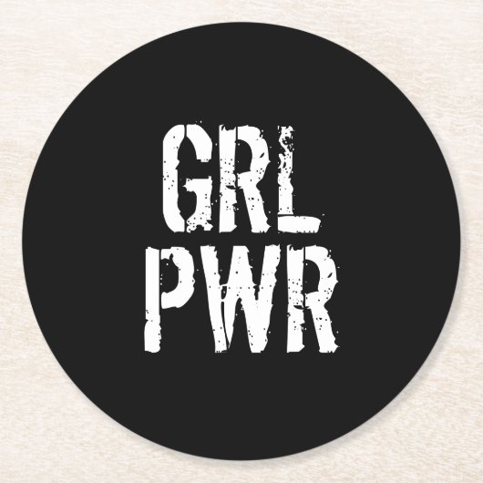 GRL PWR - RONDE KARTONNEN ONDERZETTER (Voorkant)