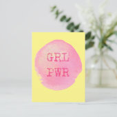 GRL PWR - Vet geel & roze typografie Briefkaart (Staand voorkant)