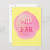 GRL PWR - Vet geel & roze typografie Briefkaart (Voorkant / Achterkant)