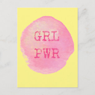 GRL PWR - Vet geel & roze typografie Briefkaart
