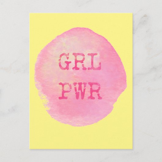 GRL PWR - Vet geel & roze typografie Briefkaart (Voorkant)