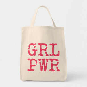GRLPWR (Girl Power) - Fun Hot Pink Typografie Tote Bag